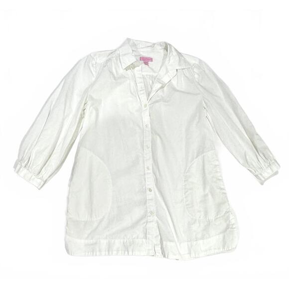 Lilly Pulitzer Lesia White Relaxed Button Down 3/4 Sleeve Shirt Top- Size Medium - Picture 2 of 8